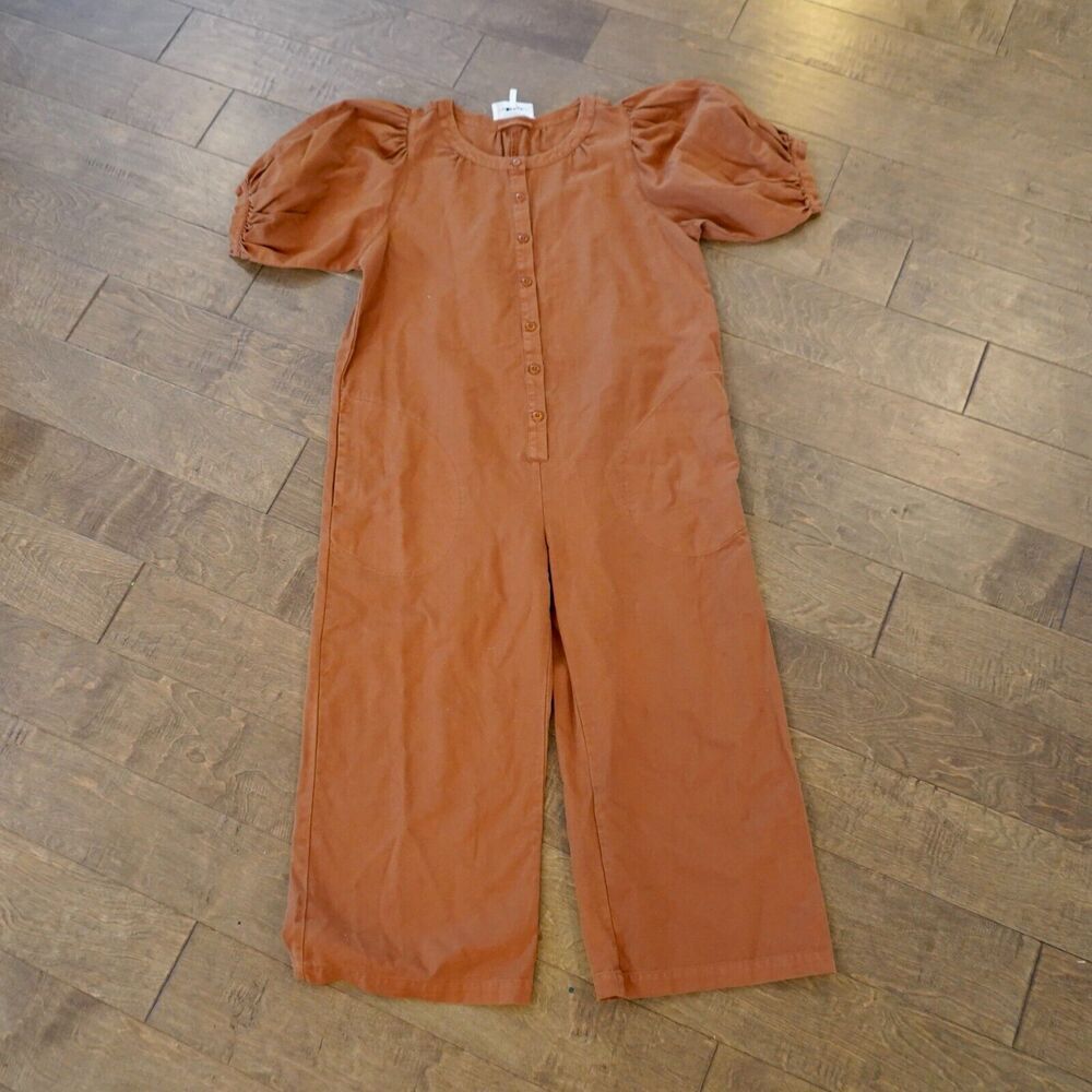 Tthe GREAT. Womens Maiden Jumper Relaxed Jumpsuit Embroidered Orange 3 Lagenlook